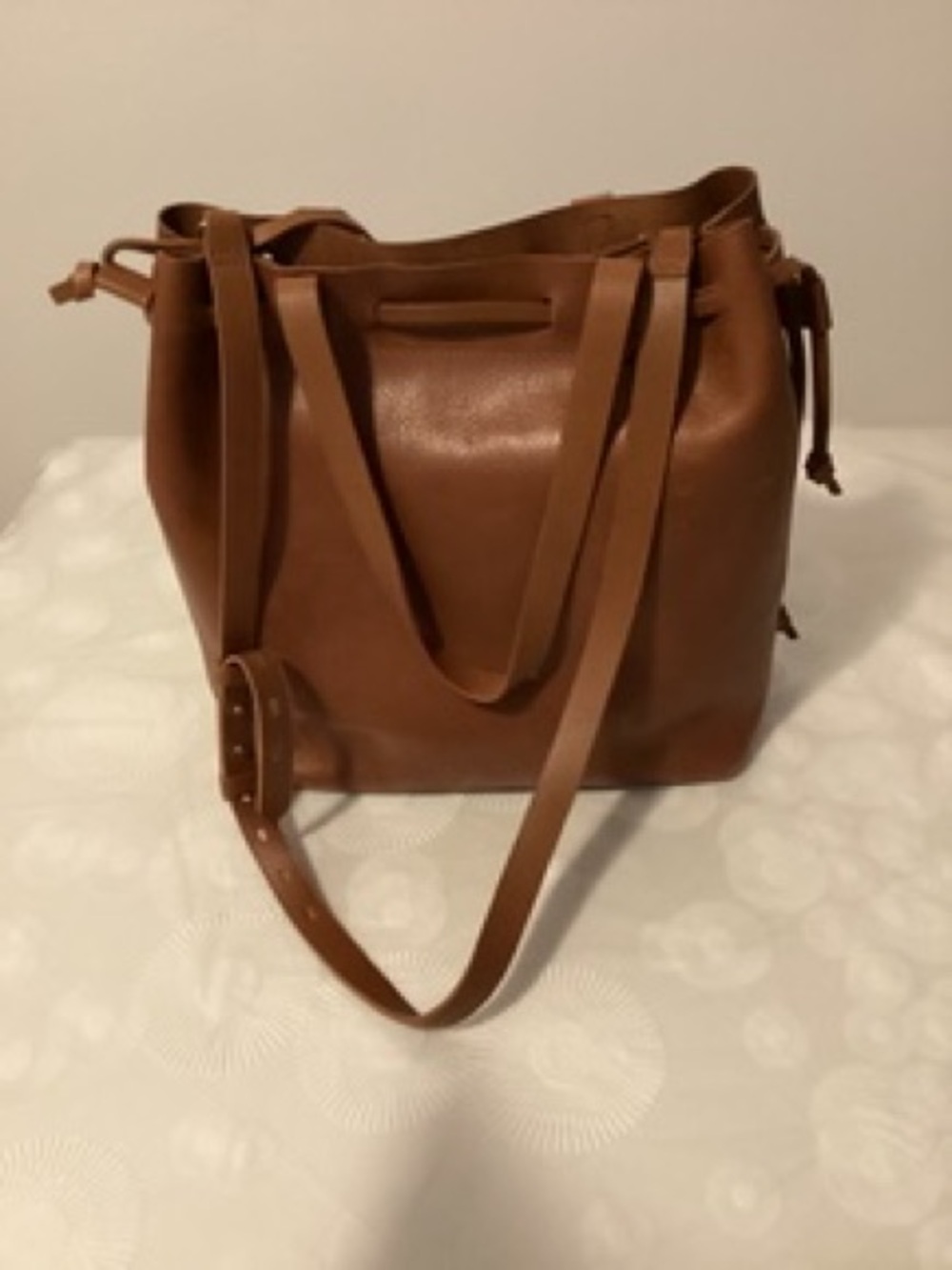 Madewell Drawstring Transport Tote Bag - Leather with Adjustable Straps